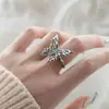 Anillo Abierto de Moda Minimalista Estilo Coreano Mariposa Degradado Esmalte para Mujer Anillo Pequeño Cuadrado Joyería para Dedo