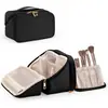 Bolsa de maquillaje vertical de gran apertura, bolsa de brochas de maquillaje resistente al agua, neceser ligero con compartimentos, bolsa de viaje para maquillador