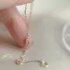 Pulsera de estilo japonés S925 con diamantes incrustados en oro de 14 quilates para mujer, tres pequeños amores, cadena sencilla, ligera, de lujo, versátil y lisa.