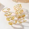 Anillo Abierto de Cobre Perla y Circonita de Lujo Ligero, Moderno y de Gama Alta, Anillo Versátil para el Dedo Índice con Diseño Microincrustado, Venta al por Mayor