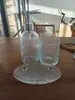 Botella de Gel Antibacterial, Botella de Vidrio Vacía, Botella Dispensadora de Loción, Vaso para Enjuague Bucal de Baño, Jabonera, Juego de Tres Piezas