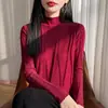 Suéter para mujer de AliExpress transfronterizo, tejido de punto para mujer con cuello semi-alto, nuevo top de punto base estilo coreano de invierno