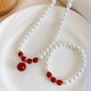 Novo Conjunto de Colar e Pulseira Elegante Versátil de Alto Padrão com Contas Estilo Chinês Shijiaao Cristal Branco Pérola de Imitação para Mãe
