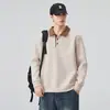 Ropa de Hombre Fengshe / Nueva Camisa Polo de Media Cremallera para Hombre Primavera y Otoño 2026, Top de Manga Larga con Cuello Campana para Hombre, Sudadera Gruesa para Hombre