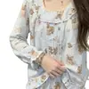 Pijama Suave y Lindo Estilo Dulce con Adorno de Encaje y Mangas Largas para Mujer Primavera/Otoño Cómodo Conjunto de Ropa para el Hogar Femenino Se Puede Usar Afuera