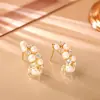 Brincos Franceses Retrô em Pérola e Zircônia em Forma de C, de Alto Padrão, Modernos, Exquisitos, Versáteis e Elegantes, Acessórios Diários