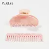 Nuevo Peine Pinza para el Cabello de Acetato Wjia Color Rosa Set Pinza Tiburón para Mujeres Pinza para la Parte Trasera de la Cabeza Accesorio para Cola de Caballo Alta