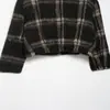 Chaqueta Casual de Cuadros para Mujer Otoño e Invierno Manga Larga Holgada Casual Estilo Europeo y Americano Solapa Casual Botonadura Simple