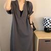 Vestido Falso de Duas Peças Solto Plus Size para Mulheres 2025 Verão Novo Transfronteiriço Zíper Cobertura da Barriga Saia Longa para Mulheres