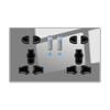 Panel de enchufe de interruptor gris tipo 86, interruptor de punto de pared de vidrio templado con espejo de control doble simple con luz LED para el hogar