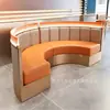 Sofá de Aço Inoxidável Semicircular Personalizado, Conjunto de Mesa e Cadeiras Acrílicas Moderno de Alta Qualidade para Lojas de Chá de Leite e Cafeterias, Restaurantes de Hot Pot