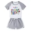 Traje de verano 2023 para niños y niñas, pantalones cortos, camiseta de manga corta, conjunto deportivo informal de dos piezas