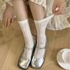 25 Calcetines de Primavera y Verano para Mujer Songmu Blancos de Malla Sin Costuras Calcetines Finos Versátiles Transpirables Estilo Coreano Calcetines de Algodón de Rizo para Mujer