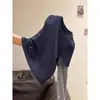 Camiseta de Manga Larga Rayada Azul Marino Retro Americana Falsa de Dos Piezas para Mujer 2025 Otoño e Invierno Nueva Superior Delgado y Holgado