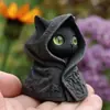 Estatueta de Gato Misterioso com Capuz Transfronteiriço Estilo Gótico Gato Preto Estátua com Ornamento de Manto