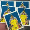 Pintura Thangka de Arena Gruesa Pintada Puramente a Mano de Manjushri, Retrato Thangka Tamaño Tarjeta 4*5