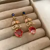 Pendientes de botón Corazón de Espiga de Trigo con Circonita Aguja de Plata Brillo de Luna Pendientes de Moda Estilo Oficina Pendientes de Diseño Único para Mujer