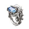 Anillo de Libélula y Loto Retro Creativo de Venta Caliente Transfronterizo de Temu con Diseño Único de Nicho y Accesorio de Anillo de Cristal Azul
