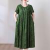 Vestido de Verano Estampado de Algodón Seda para Mujeres de Mediana Edad y Mayores Talla Extra Talla Extra Ropa de Casa de Manga Corta para Madre Camisón Se Puede Usar en el Exterior
