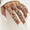Anillos Ecológicos Europeos y Americanos de Venta Caliente Transfronteriza, Conjuntos de Múltiples Piezas de Alta Gama Incrustados con Diamantes, Anillos Apilables, Joyería y Accesorios de Moda