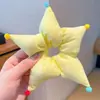 Scrunchie Branco de Renda Vazada Quadrado Estilo Francês para Cabelo, Prendedor Grande com Laço e Flor de Fita