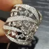 Anel Cao Shi Brilhante com Zircônia Incrustada Mais Vendido do Fabricante para Mulheres, Anel Elegante com Design de Indústria Pesada, Joia de Linha Geométrica