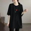 Camiseta de Manga Corta de Longitud Media Talla Grande para Mujer, Nuevo Estilo de Comercio Exterior Verano 2026, Corte Holgado, Adelgazante, Cubre las Caderas Top