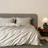 Conjunto Autêntico Coreano de 100s Fio Duplo 500 Fios Algodão de Fibra Longa Conjunto de Três ou Quatro Peças Cor Sólida Capa de Edredom de Algodão Lençol Roupa de Cama Leve de Luxo