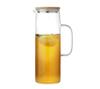 Hervidor de agua fría de vidrio con tapa de bambú, hervidor de agua frío recto, para el hogar, jugo, té, oficina, blanco frío, abierto, transparente, hervidor de agua de vidrio