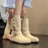 Botines retro de dos vías estilo Birkenstock para mujer, moda Western, botas gruesas, nueva colección otoño 2026, cómodos botines estilo Martin para motocicleta