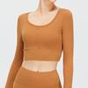 Gran Venta Ropa de Yoga No Reembolsable No Intercambiable con Almohadillas en el Pecho para Mujer Tops Deportivos de Running de Manga Larga Elásticos Ajustados Aspecto Adelgazante Ropa de Fitness
