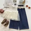 2026 Nuevo Estilo de Verano Estilo Coreano Vestido Chaleco de Malla para Niñas Pantalones de Encaje para Bebé Conjunto Elegante y Lindo