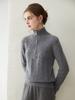 Suéter de Cashmere 100% Puro com Zíper Meio Alto Outono e Inverno Novo Suéter Básico Feminino com Trança Estilo Doce Suéter Pulôver Curto