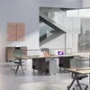 Escritorio de Oficina, Estación de Trabajo para Personal, Combinación de Escritorio y Silla, Estación de Trabajo para Cuatro Personas con Panel Divisor, Mobiliario de Oficina, Personal de Oficina, Escritorio Financiero