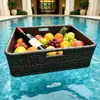 Bandeja flutuante para piscina e fonte termal, cesta redonda de rattan em formato de coração, adequada para pousadas, hotéis e vilas, com porta-copos e bandeja de café da manhã