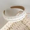 Faixa de Cabeça Larga com Bolinhas Simples e Elegante, Off-White e Azul Marinho, Coroa Alta, Antiderrapante, Versátil, Adequada para Ir ao Trabalho e Uso Diário