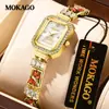 Mokago Pulsera de Reloj para Mujer de Moda Nueva Incrustada de Diamantes Alto Valor Fragancia Pequeña Oro Rosa Lujo Accesible Reloj Casual para Mujer
