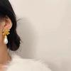Novo estilo chinês retro arco brincos de pérola 925 anti-prata agulha nicho design elegante all-match brincos doces para as mulheres