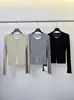 Trece LíneasKAPOKModa Otoño Temprano Diseño Estilo Coreano Versátil Cárdigan Falso de Dos Piezas Camiseta de Manga Larga 61063