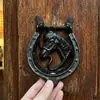 Manija de Puerta Creativa de Cabeza de Caballo de Hierro Fundido Retro Decoración de Pared Animal Manija de Puerta de Gabinete Minimalista Moderna