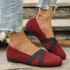 Sapatos Femininos Rasos de Salto Baixo Estilo Francês 2026 Plus Size com Elástico Color Block Versáteis Bico Redondo Sapatos Baixos para Outono