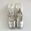 Zapatos Planos Retro Franceses Plateados de Boca Baja con Aumento Interior para Mujer Verano 2025 Nuevo Estilo con Falda Suela Suave Zapatos Mary Jane