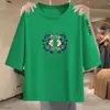 Comércio Exterior Transfronteiriço Comércio Exterior Moda Mãe Manga Sete Casual Solto Tamanho Grande Irmã Emagrecedor Top Estampado Senso de Design Nicho