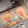 Felpudo de Barro de Diatomeas Estilo Nórdico Tono de Color Cálido Arte de Flores de Papel Cortado Felpudo de Entrada Baño Antideslizante Absorción de Agua Resistente a la Suciedad Felpudo