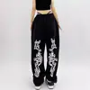 Calça Legging Calça Jogger Retro Estampada Transfronteiriça Americana para Mulheres Ins Cintura Alta Perna Larga Calças Casuais Sexy para Mulheres