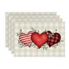 Camino de mesa de lino para San Valentín, mantel individual de lino con amor, mantel individual de lino de imitación para vacaciones, mantel de mesa combinado, mantel decorativo antideslizante
