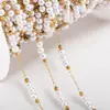 Cadena de Acero Inoxidable Chapado en Oro de 18K Cadena Suelta Cadena de Perlas de 3 mm Cadena con Colgante Accesorios para Joyería DIY Materiales para Ropa