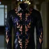 Camisa casual de manga larga de corte holgado con cuello de solapa, talla europea, estampada en 3D para hombre, estilo vintage