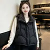 2026 Inverno Novo Gola Alta Patchwork Sem Mangas Algodão Colete Feminino Espessado Quente Xale Colete Top Roupa Feminina