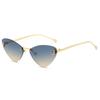 Gafas de Sol Triangulares Sin Marco Ojo de Gato Letra F Moda Ins Gafas de Sol Personalizadas de Metal Gafas de Sol con Protección Solar